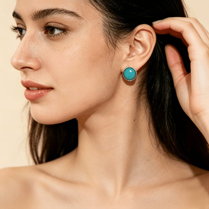 Turquoise Round Stud Earrings