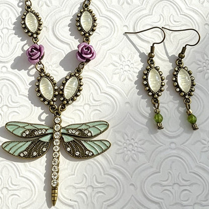 Dragonfly & Rose Jewelry Set