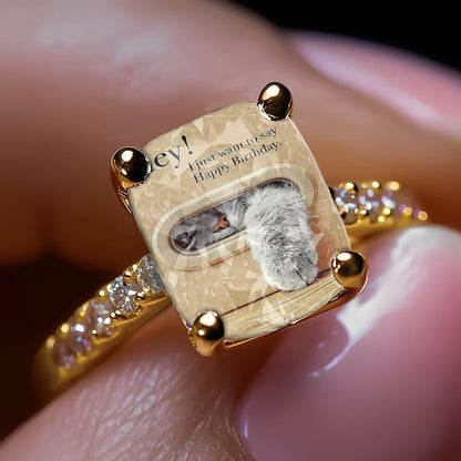 Cat Square Statement Ring