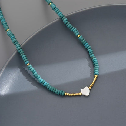 Turquoise Bead Heart Necklace