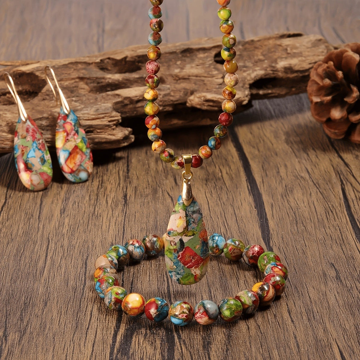 Colorful Mosaic Teardrop Jewelry Set