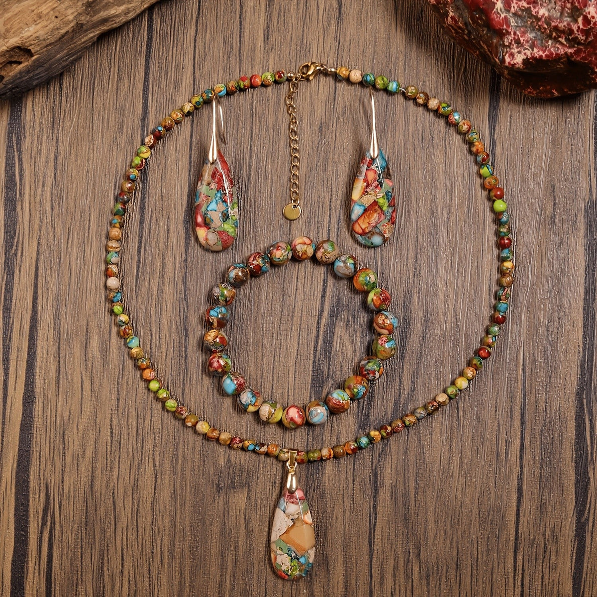 Colorful Mosaic Teardrop Jewelry Set