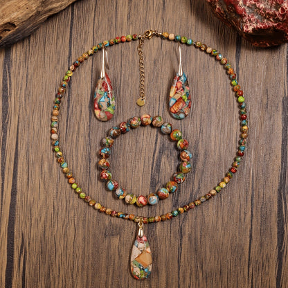 Colorful Mosaic Teardrop Jewelry Set