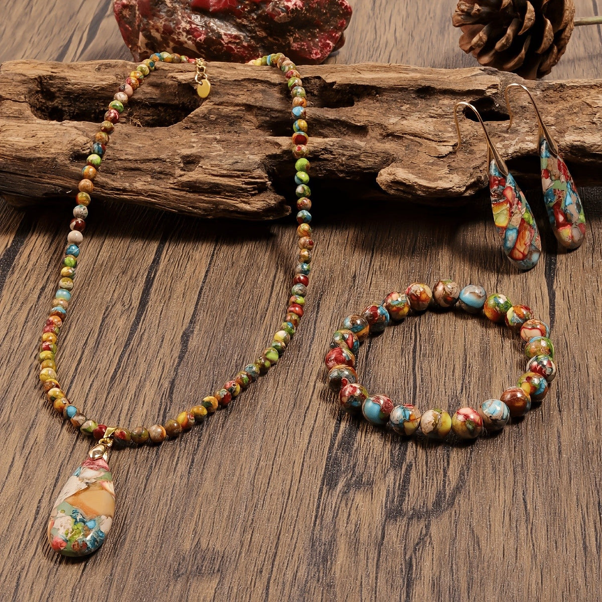 Colorful Mosaic Teardrop Jewelry Set