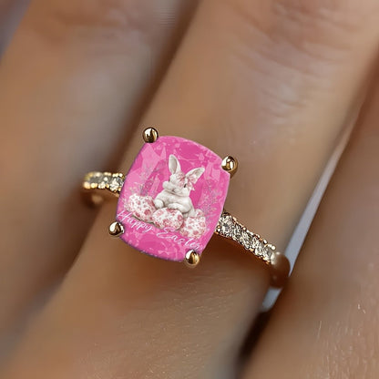 Pink Bunny Square Ring