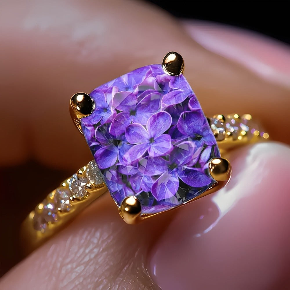 Purple Hydrangea Square Ring