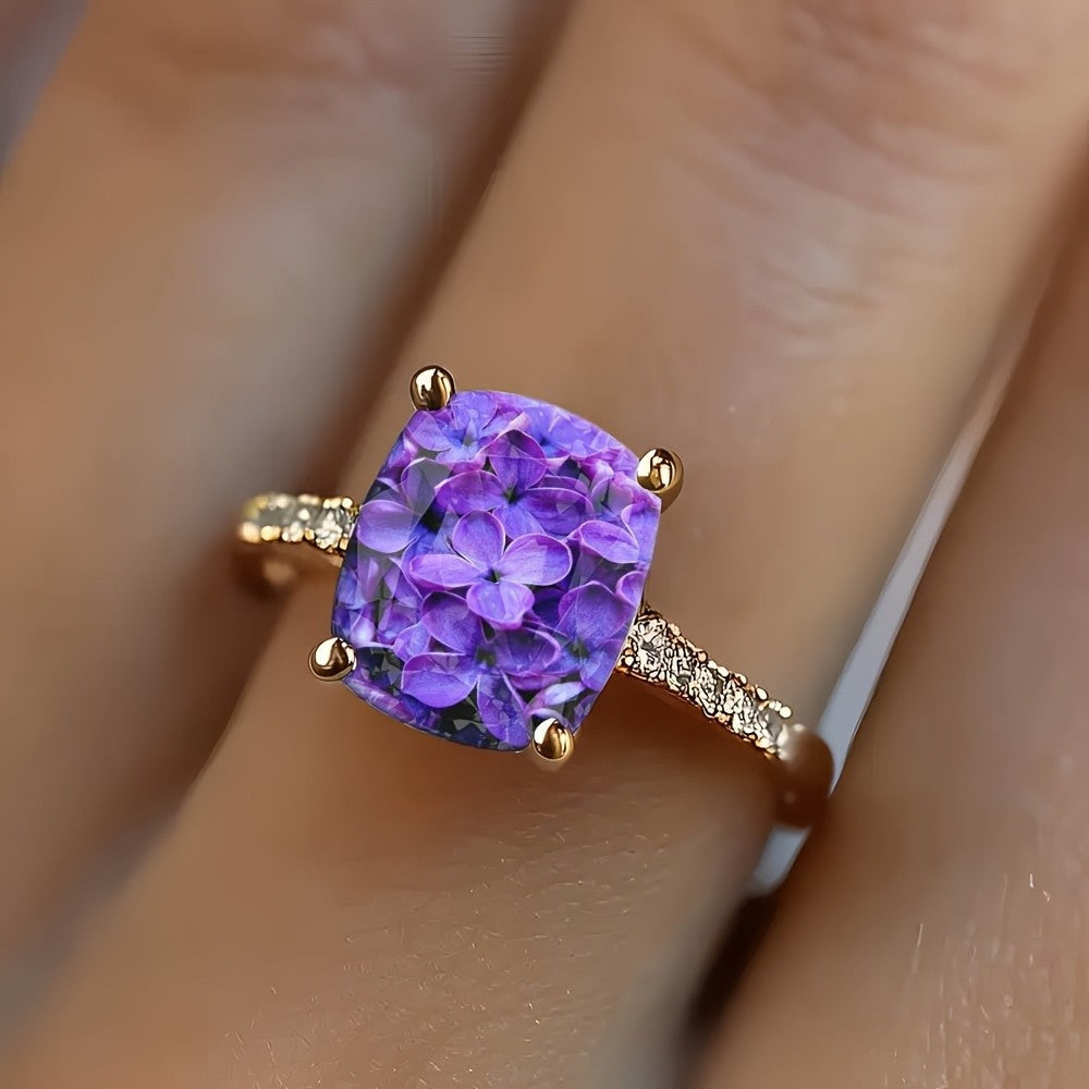 Purple Hydrangea Square Ring