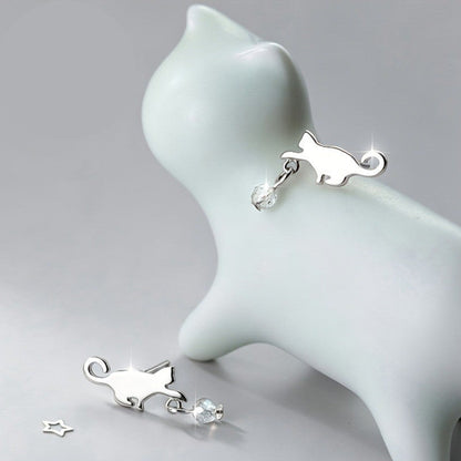 Cat Silhouette Bead Drop Earrings