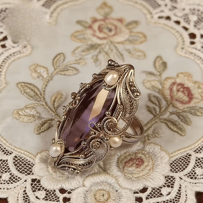 Amethyst Marquise Filigree Ring