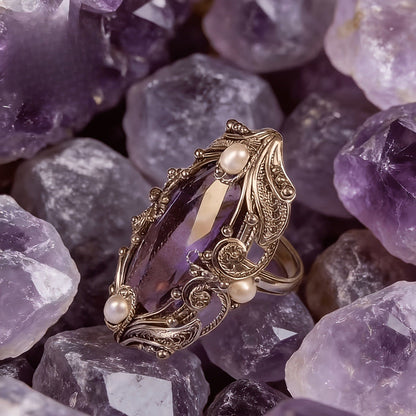 Amethyst Marquise Filigree Ring