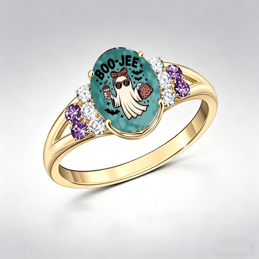 Ghost Enamel Statement Ring