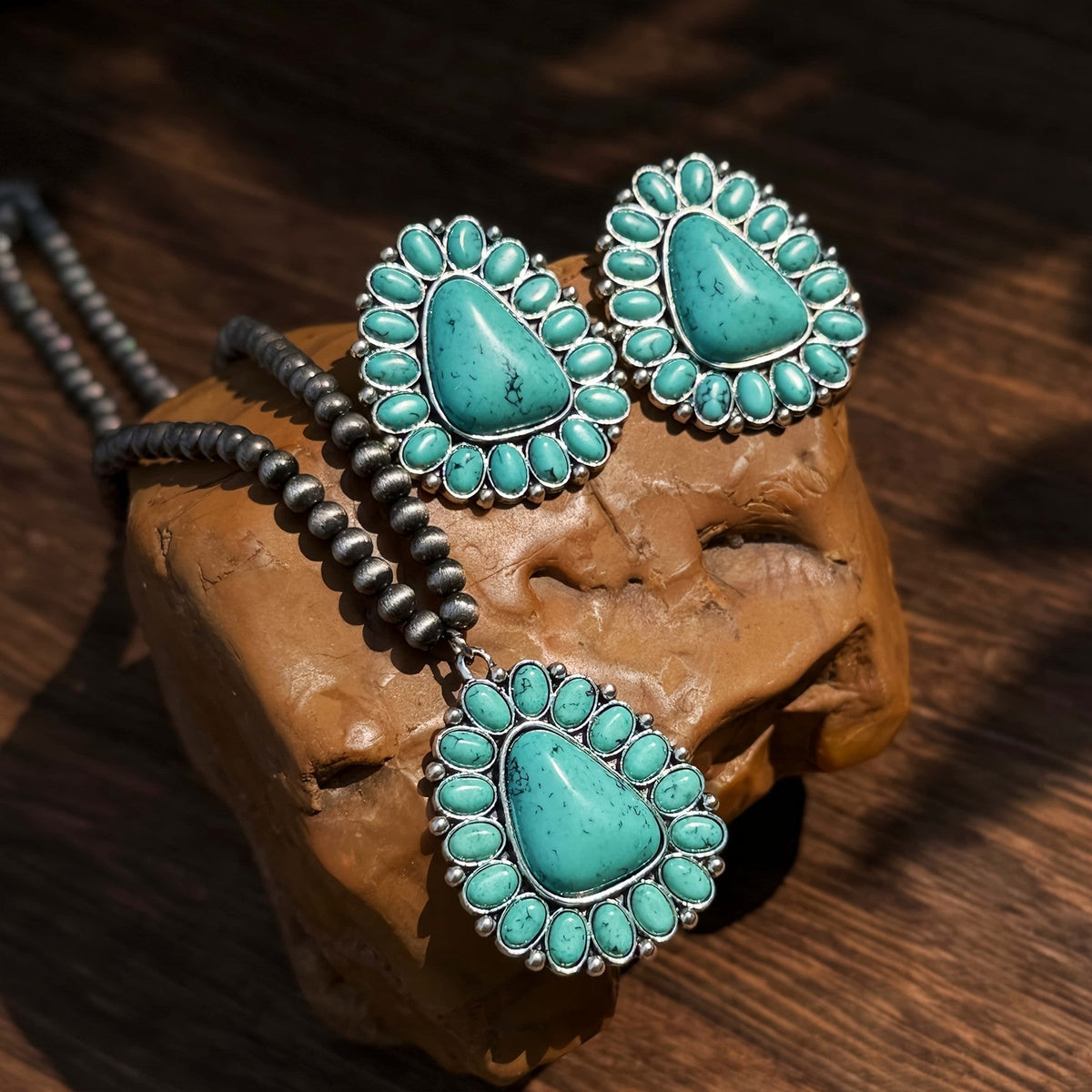 Turquoise Paw Print Pendant Necklace
