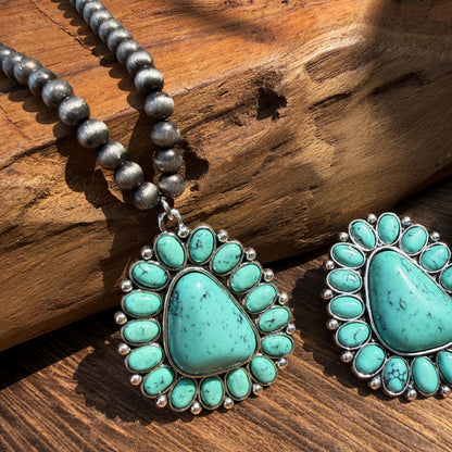 Turquoise Paw Print Pendant Necklace