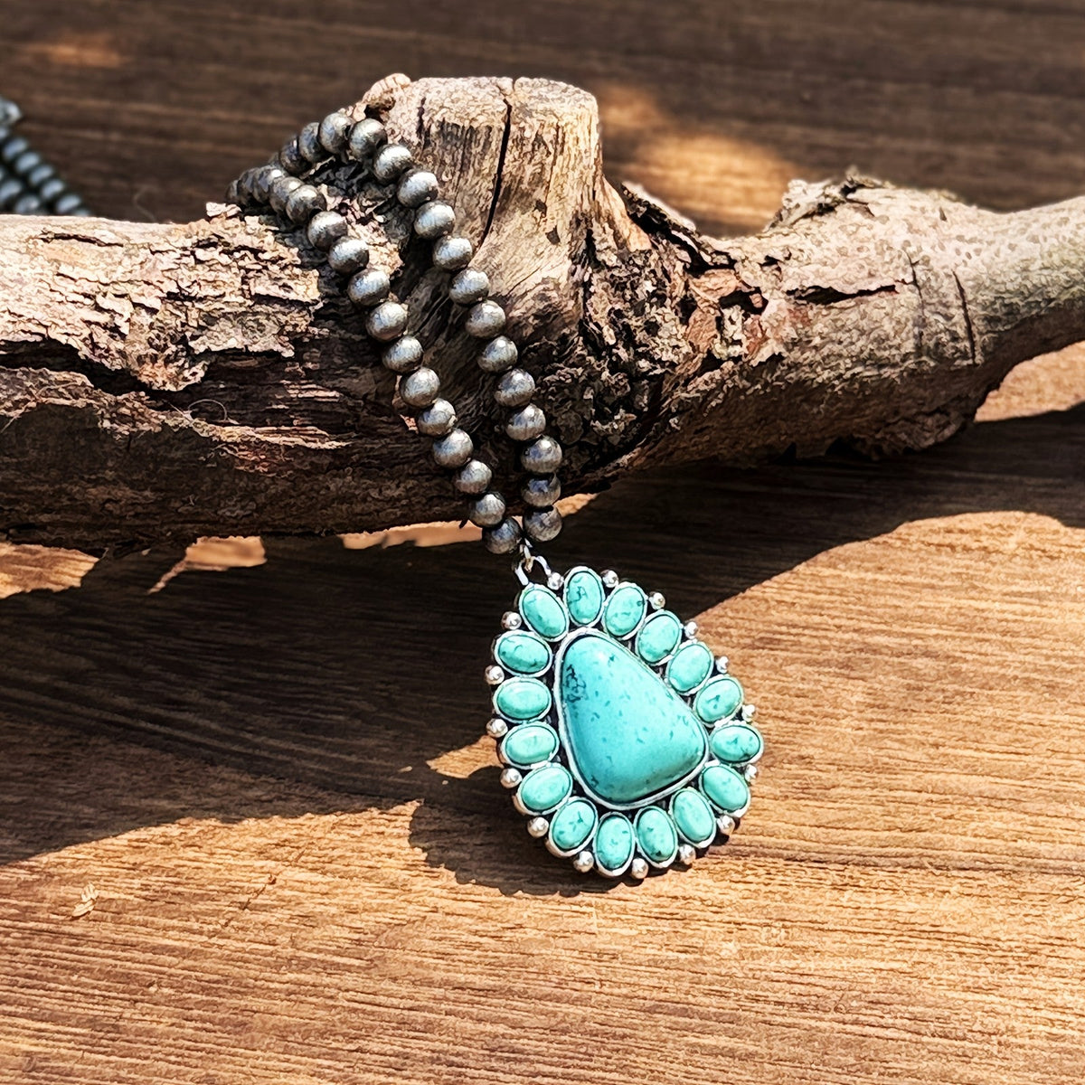 Turquoise Paw Print Pendant Necklace