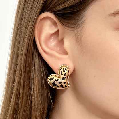 Leopard Teardrop Stud Earrings