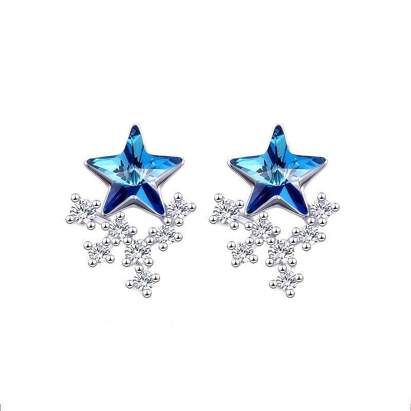 Blue Star Crystal Earrings