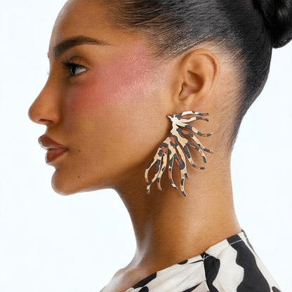 Leopard Fringe Drop Earrings