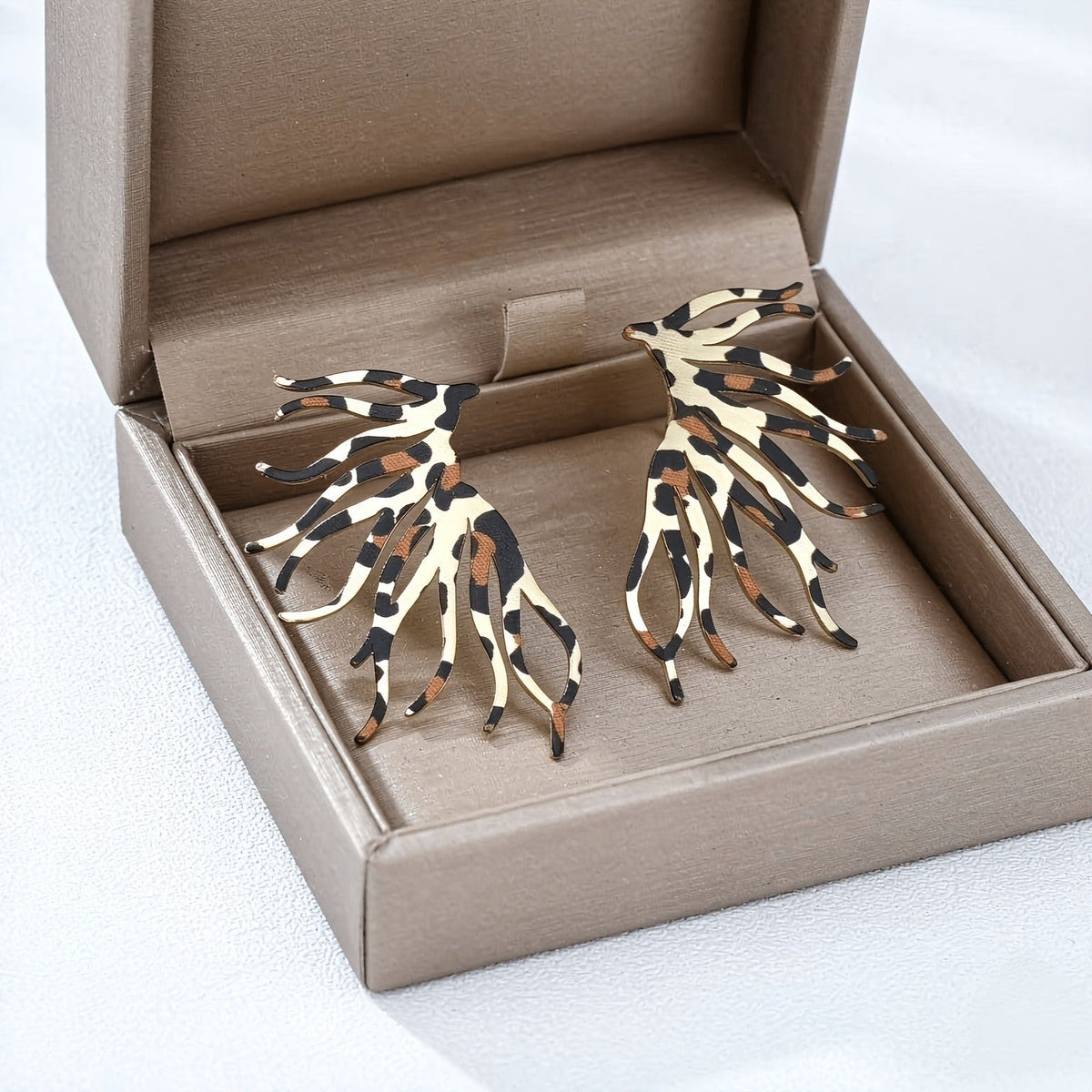 Leopard Fringe Drop Earrings
