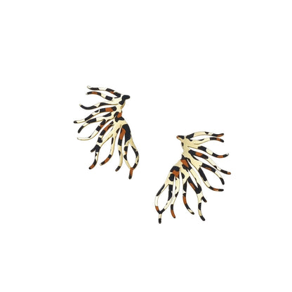 Leopard Fringe Drop Earrings