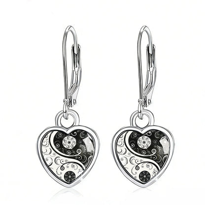 Yin Yang Heart Earrings