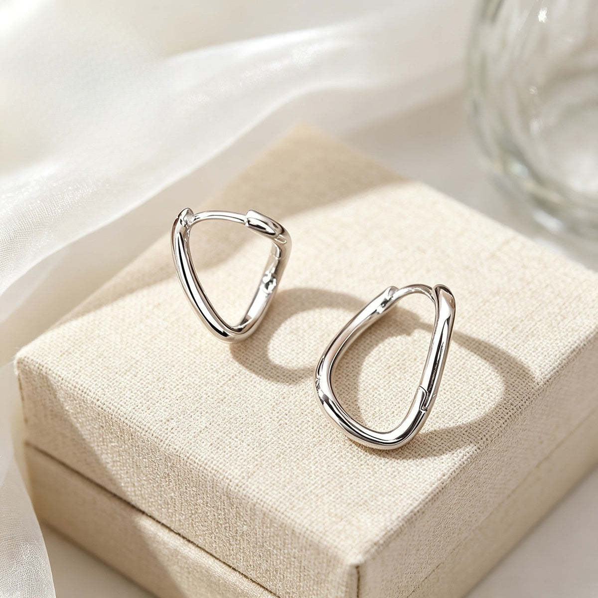 Curved Triangle Hoop Earrings