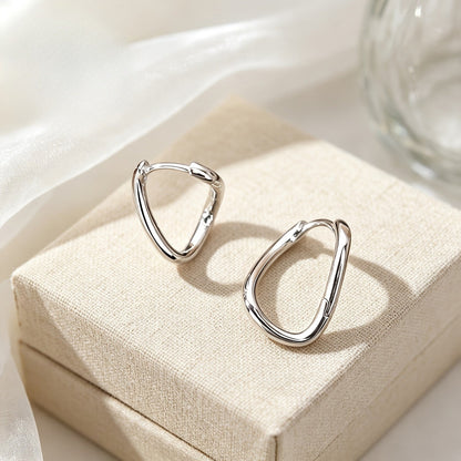 Curved Triangle Hoop Earrings