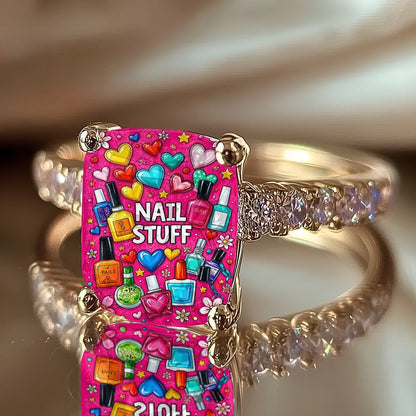 Colorful Nail Polish Square Ring