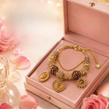 Leopard & Heart Charm Bracelet