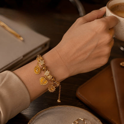 Leopard & Heart Charm Bracelet
