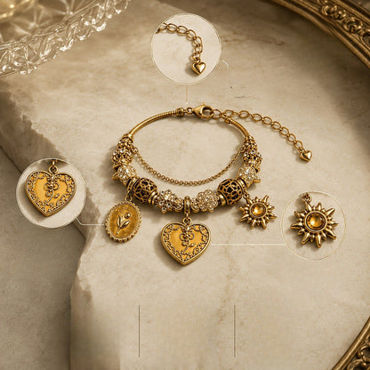 Leopard & Heart Charm Bracelet