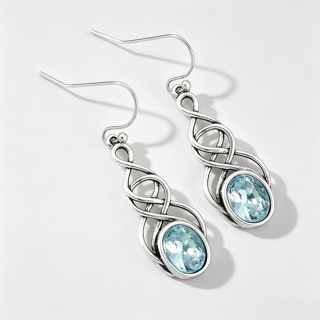 Blue Zircon Celtic Knot Earrings