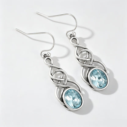 Blue Zircon Celtic Knot Earrings