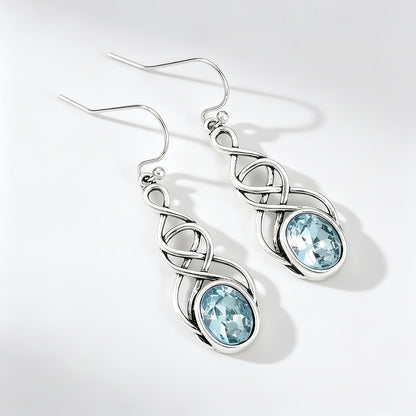 Blue Zircon Celtic Knot Earrings