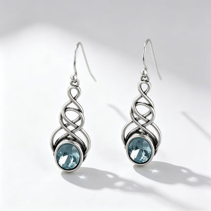 Blue Zircon Celtic Knot Earrings