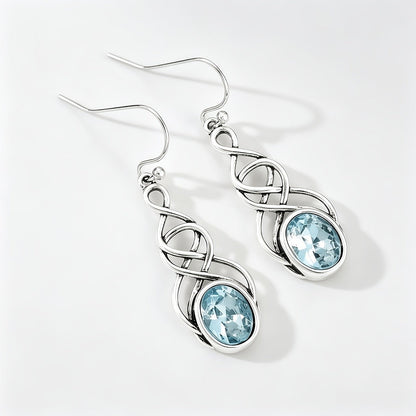 Blue Zircon Celtic Knot Earrings
