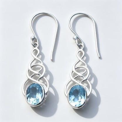 Blue Zircon Celtic Knot Earrings