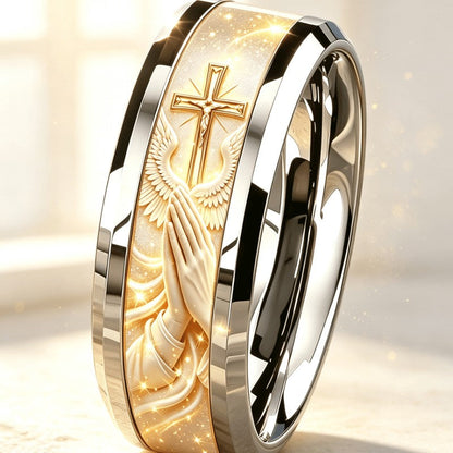 Praying Hands & Cross Ring