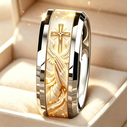 Praying Hands & Cross Ring