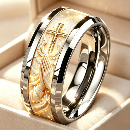 Praying Hands & Cross Ring