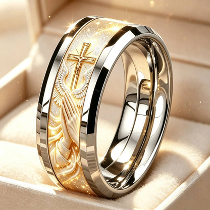 Praying Hands & Cross Ring