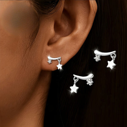 Curved Star Drop Earrings
