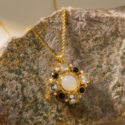 Turquoise Square Cluster Necklace