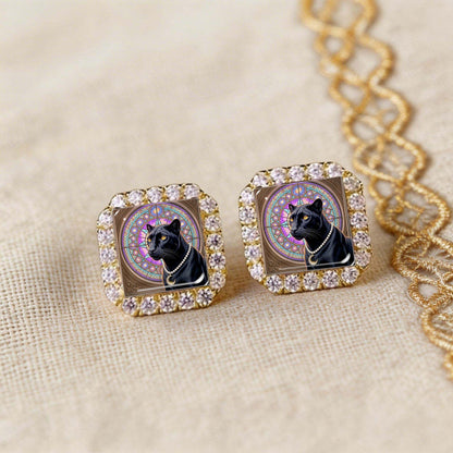 Black Panther Square Stud Earrings