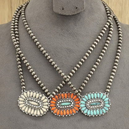 Turquoise Oval Statement Necklace