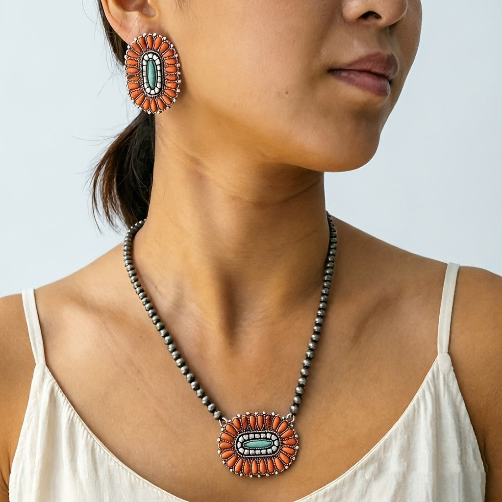 Turquoise Oval Statement Necklace
