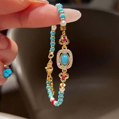 Turquoise Oval Charm Bracelet