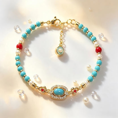 Turquoise Oval Charm Bracelet