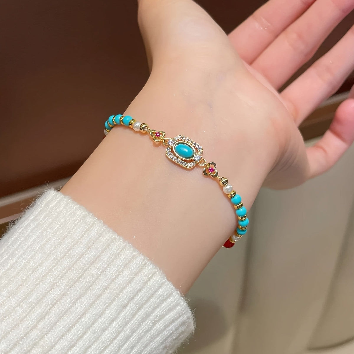Turquoise Oval Charm Bracelet