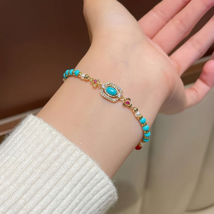 Turquoise Oval Charm Bracelet