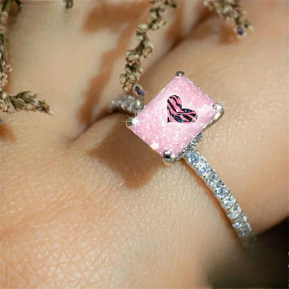 Pink Zebra Heart Ring